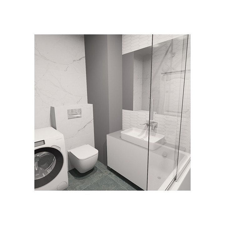 Łazienka w stylu minimalistycznym z kolekcją płytek Batista i Spider