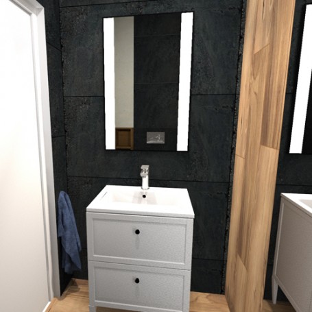 Łazienka w stylu nowoczesnym z kolekcją płytek Cement i Cherry.