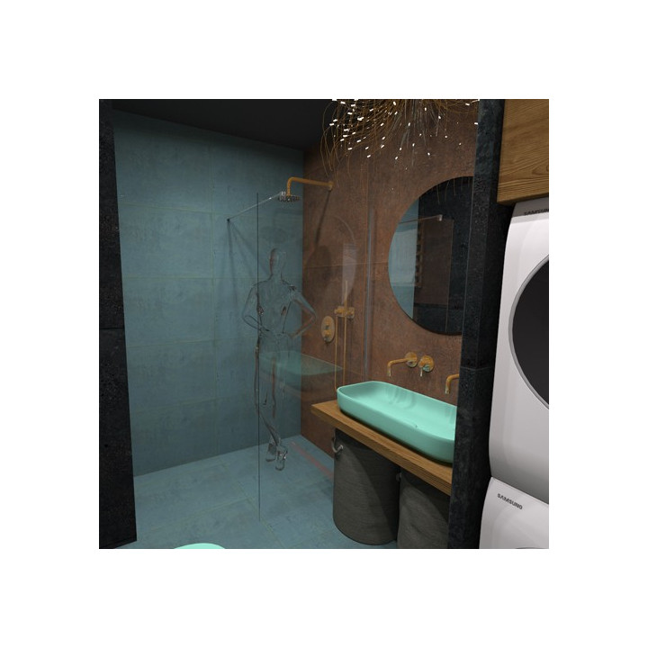 Łazienka w stylu industrialnym z płytkami Cerrad oraz Aparici