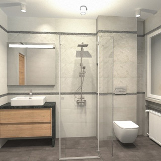 Łazienka w stylu skandynawskim z kolekcją płytek Bloom i Tassero.