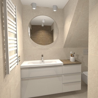 Łazienka w stylu nowoczesnym  z kolekcją płytek Limestone.