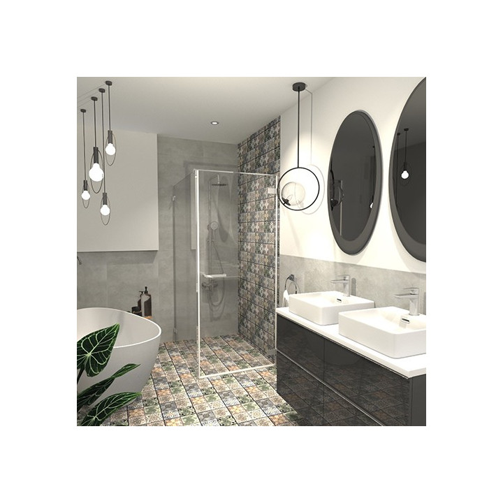 Łazienka w stylu prowansalskim z kolekcją płytek Xera i Apenino.