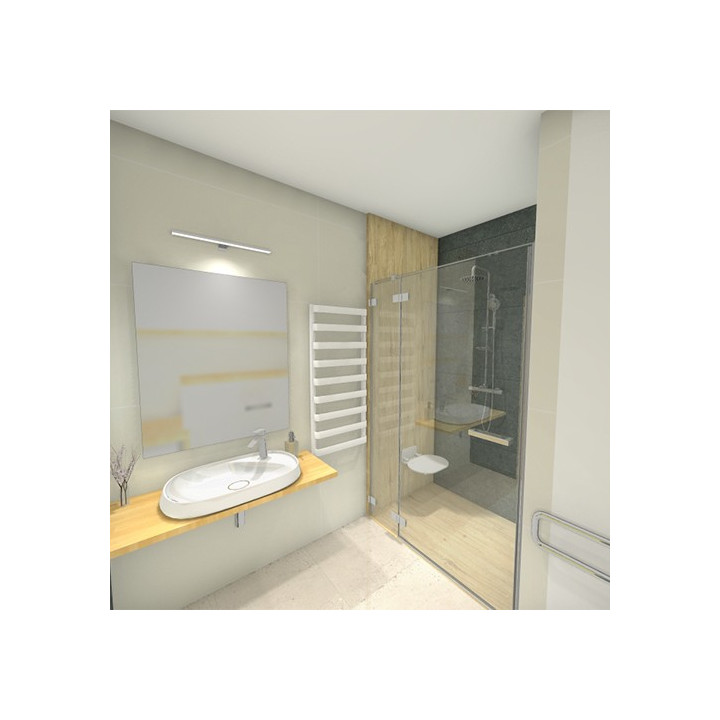 Aranżacja łazienki kolekcją płytek Cement and Snow/ Łazienka dla osób niepełnosprwanych