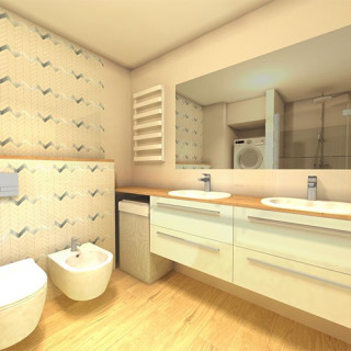 Duży metraż w łazience - aranżacja łazienki pralnia, łazienka