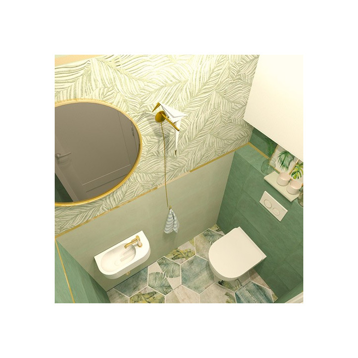 Prowansalska toaleta z kolekcją płytek touch oraz amazonia.