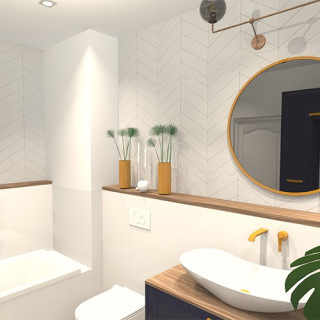 Mała łazienka w stylu nowojorskim z kolekcją płytek Glossy i Chevron