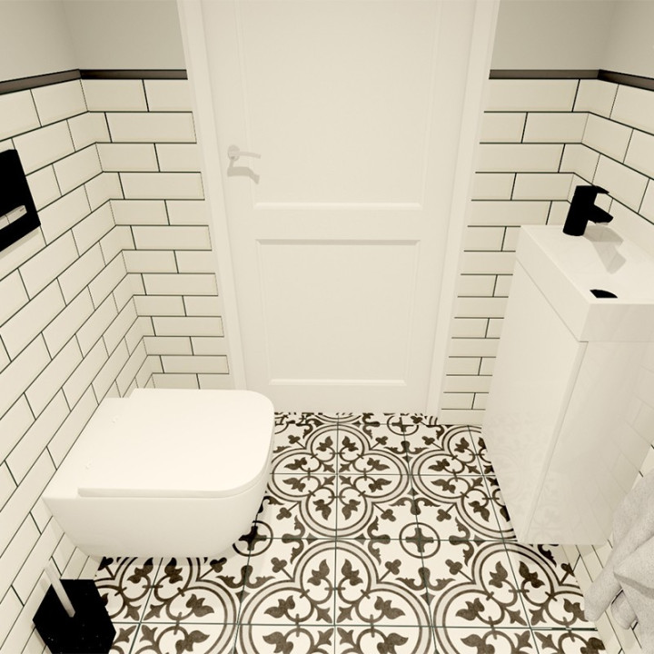 Klasyczna toaleta z kolekcją płytek Arte i Abisso