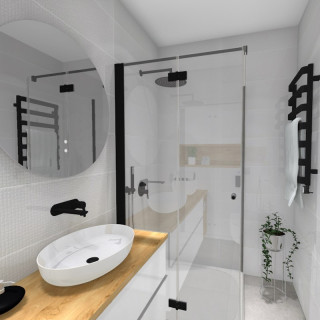 Łazienka w stylu skandynawskim z kolekcją płytek Arty i Limestone