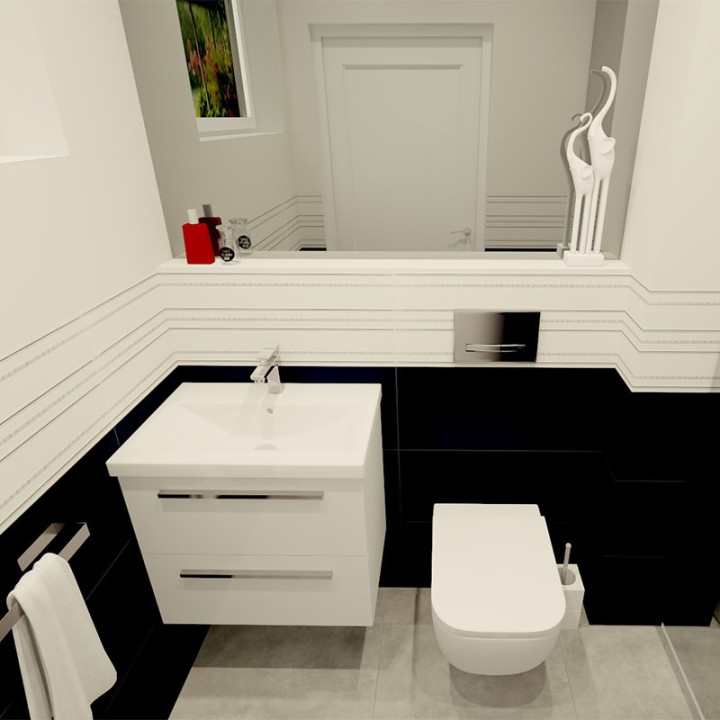 Toaleta w stylu klasycznym z kolekcją płytek Essent oraz Abisso