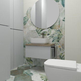 Toaleta w stylu prowansalskim z kolekcją płytek Amazonia oraz Cielo e Terra