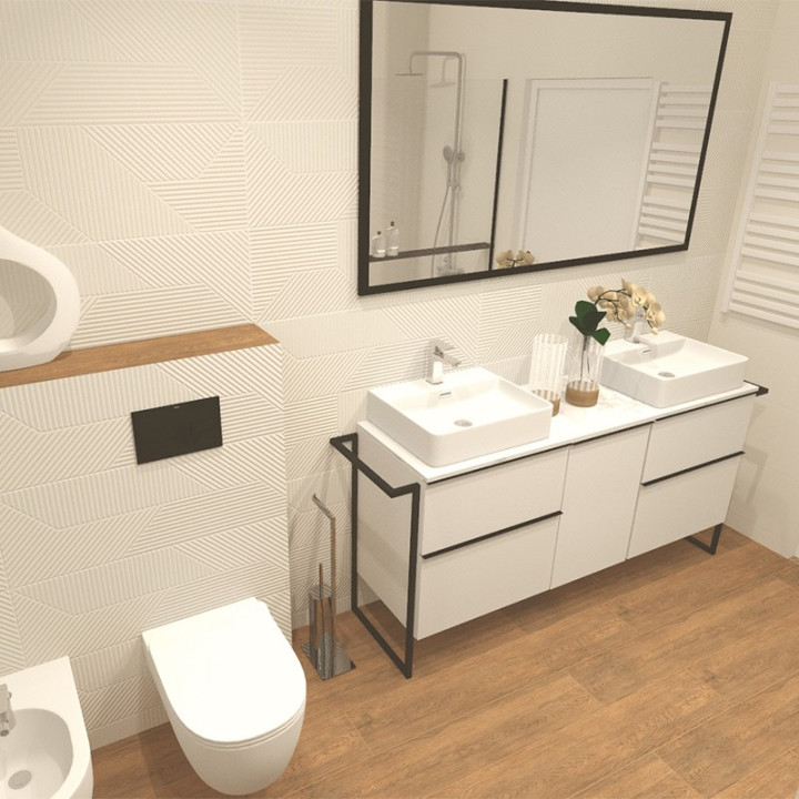 Łazienka w stylu skandynawskim z kolekcją płytek Pure City oraz Woodskin