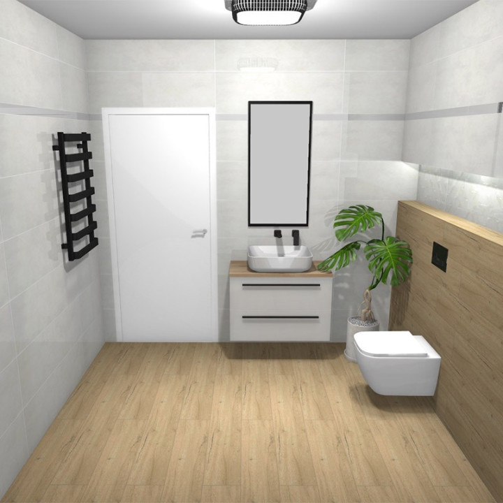 Łazienka w stylu minimalistycznym z kolekcją płytek Bloom i Suomi