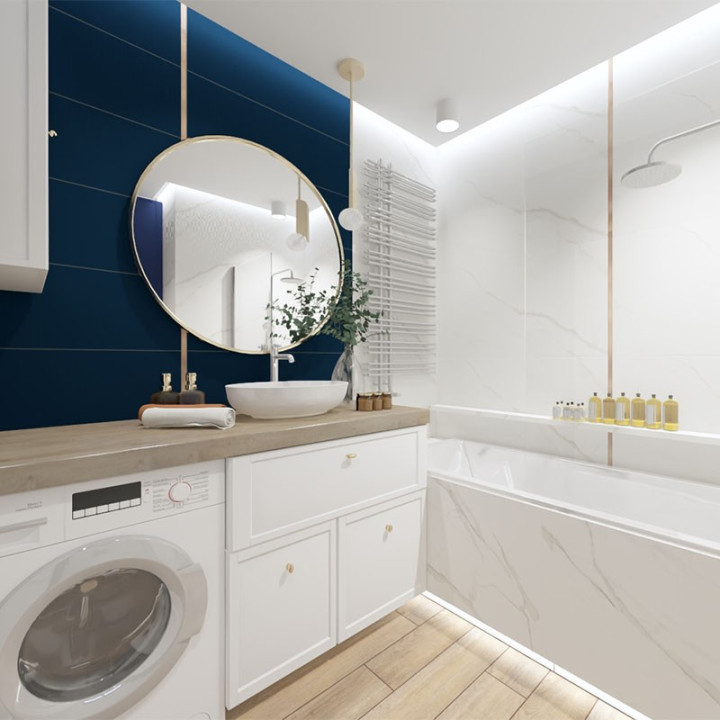 Nowoczesna łazienka z kolekcją płytek Urban colours i Calacatta