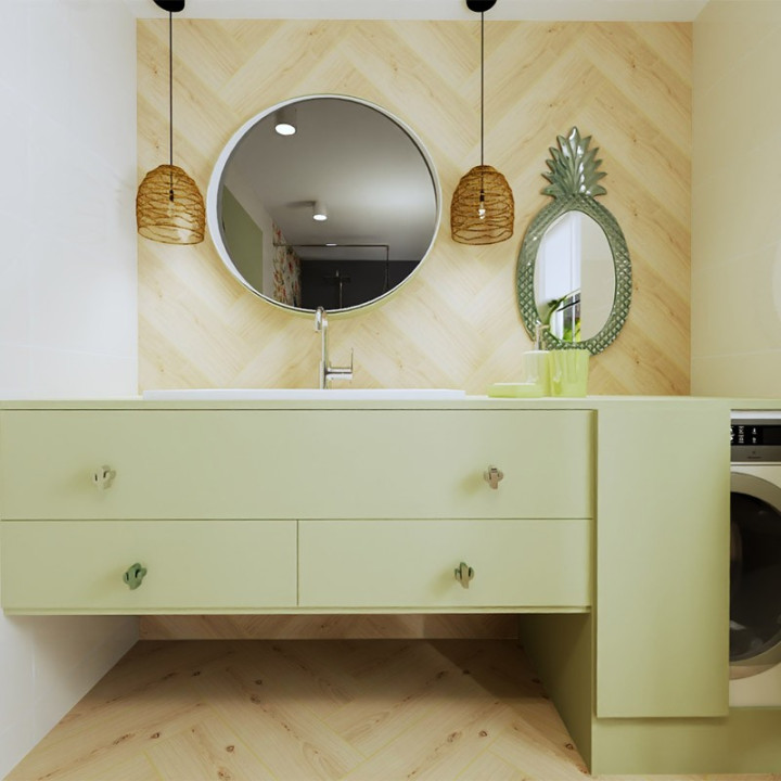 Łazienka w stylu nowoczesnym z kolekcją płytek Moder Pearl i Ciello e Terra