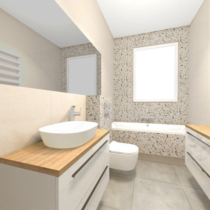 Łazienka w stylu minimalistycznym z kolekcją płytek Hika