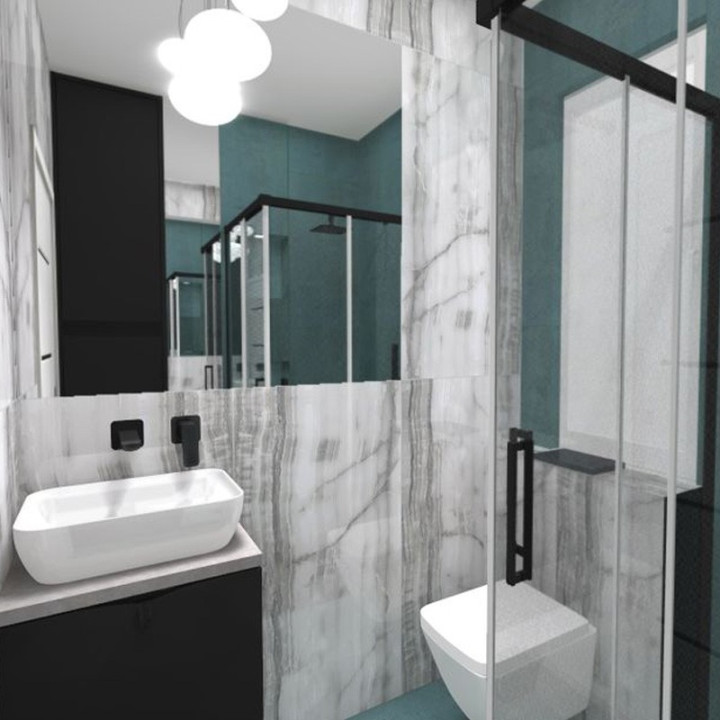Nowoczesna łazienka z kolekcją płytek Onyx i Metallic