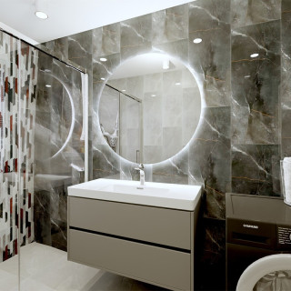 Nowoczesna łazienka z kolekcja płytek  Brainstorm Black oraz Grey