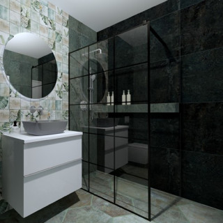 Łazienka w stylu prowansalskim z kolekcją płytek Amazonia oraz Cement