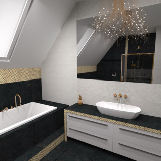 Łazienka w stylu nowoczesnym z kolekcją płytek Bloom i Cement