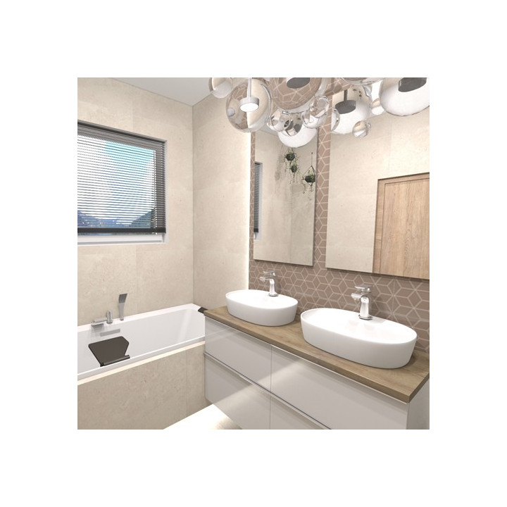 Łazienka w stylu tradycyjnym z kolekcją płytek Limestone