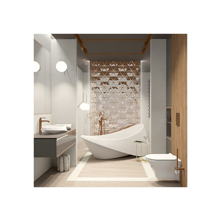 Łazienka w stylu Glamour z kolekcją płytek Bloom i Sunstone