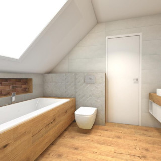 Łazienka na poddaszu w stylu skandynawskim