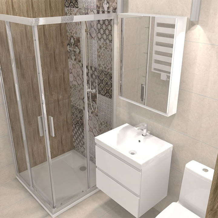 Łazienka w stylu nowoczesnym z kolekcją płytek Cementine oraz Tramonto