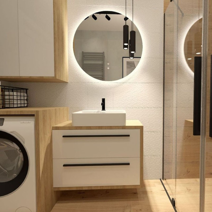 Łazienka w stylu nowoczesnym z kolekcją płytek Lenox i Batista