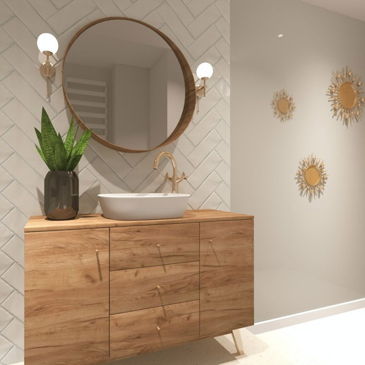 Łazienka w stylu klasycznym z kolekcją płytek Fiori i Moondust