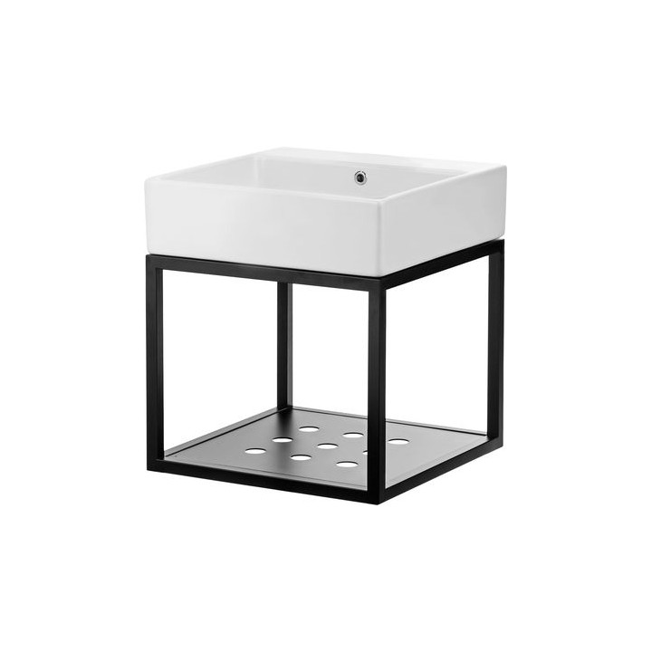 UMYWALKA TEMISTO BIAŁA STAWIANA NA BLAT 500X500MM + KONSOLA WISZĄCA - NOWOŚĆ B7CDTW6U5S