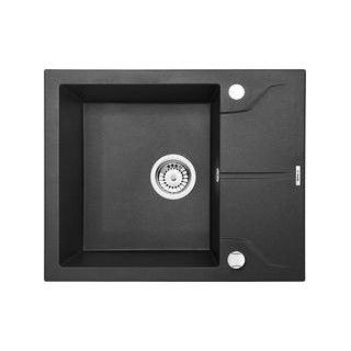 ZLEW. ANDANTE GRAFITOWY METALIK GRANIT 1K Z/KO 590X490X190, 3,5" + OSPRZĘT SPACE SAVER B7ZQN_G11A