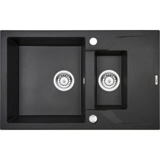 ZLEW. ANDANTE GRAFITOWY METALIK GRANIT 1,5K Z/O 780X490X190, 3,5" + OSPRZĘT SPACE SAVER B7ZQN_G513