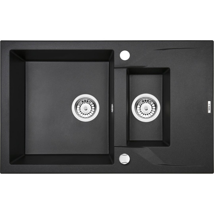 ZLEW. ANDANTE GRAFITOWY METALIK GRANIT 1,5K Z/O 780X490X190, 3,5" + OSPRZĘT SPACE SAVER B7ZQN_G513