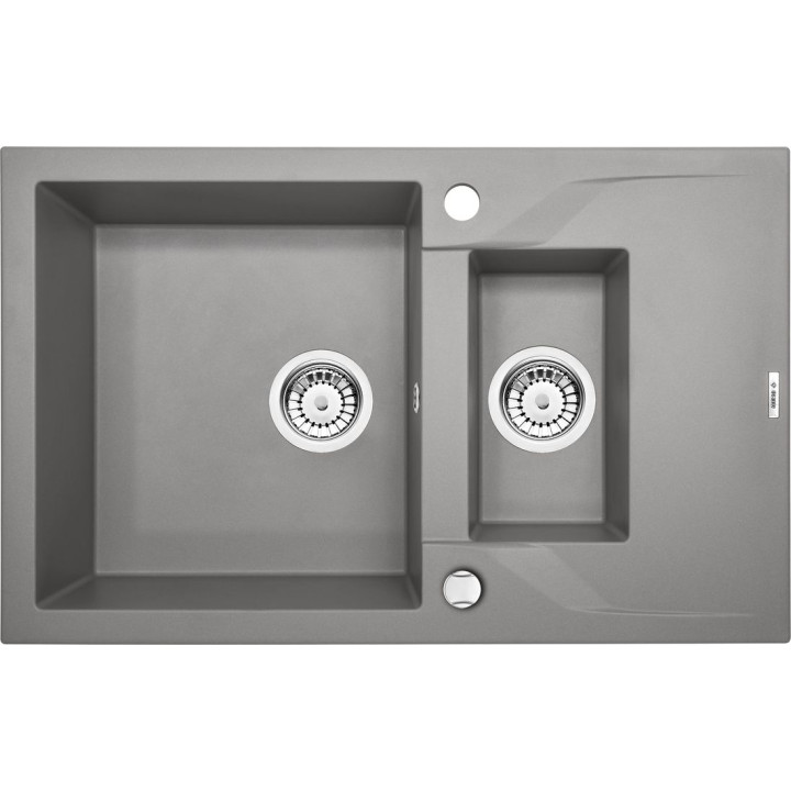 ZLEW. ANDANTE SZARY METALIK GRANIT 1,5K Z/O 780X490X190, 3,5" + OSPRZĘT SPACE SAVER B7ZQN_S513