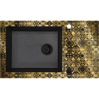 ZLEW.CAPELLA GRAFIT MET.+SZKŁO-ZŁOTO, D 860X500X200 + SPACE SAVER B7ZSC_GG2C