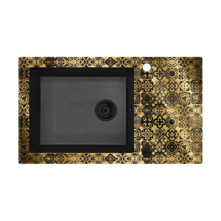 ZLEW.CAPELLA GRAFIT MET.+SZKŁO-ZŁOTO, D 860X500X200 + SPACE SAVER B7ZSC_GG2C