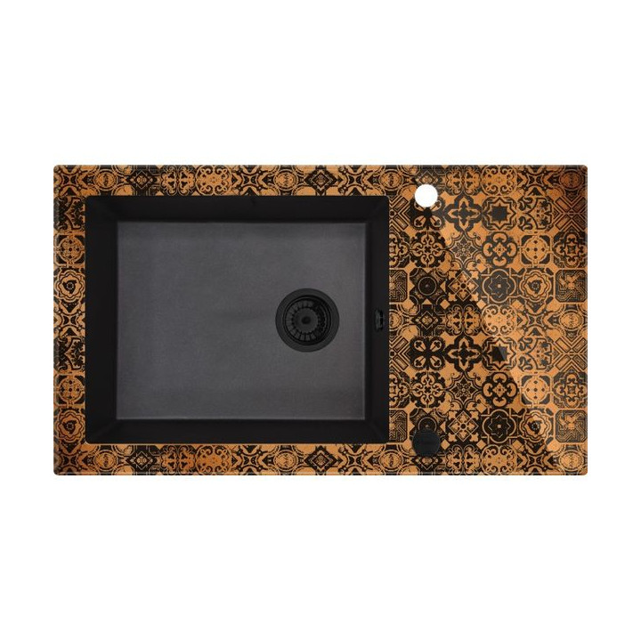 ZLEW.CAPELLA GRAFIT MET.+SZKŁO-MIEDŹ, D 860X500X200 + SPACE SAVER B7ZSC_GM2C