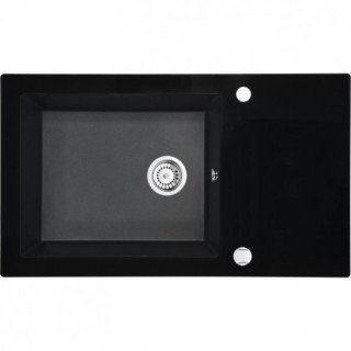 ZLEW.CAPELLA GRAFIT MET.+SZKŁO-CZARNY, D 860X500X200 + SPACE SAVER B7ZSC_GX2C