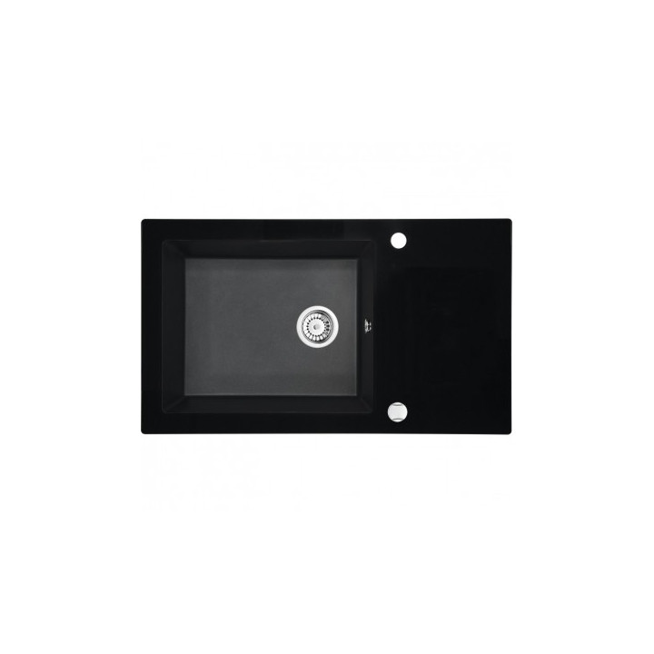 ZLEW.CAPELLA GRAFIT MET.+SZKŁO-CZARNY, D 860X500X200 + SPACE SAVER B7ZSC_GX2C