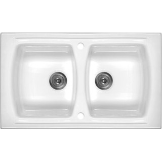 ZLEW. LUSITANO CERAMICZNY BIAŁY 2K B/O 860X500X220, 3,5" + OSP B7ZCL_620N