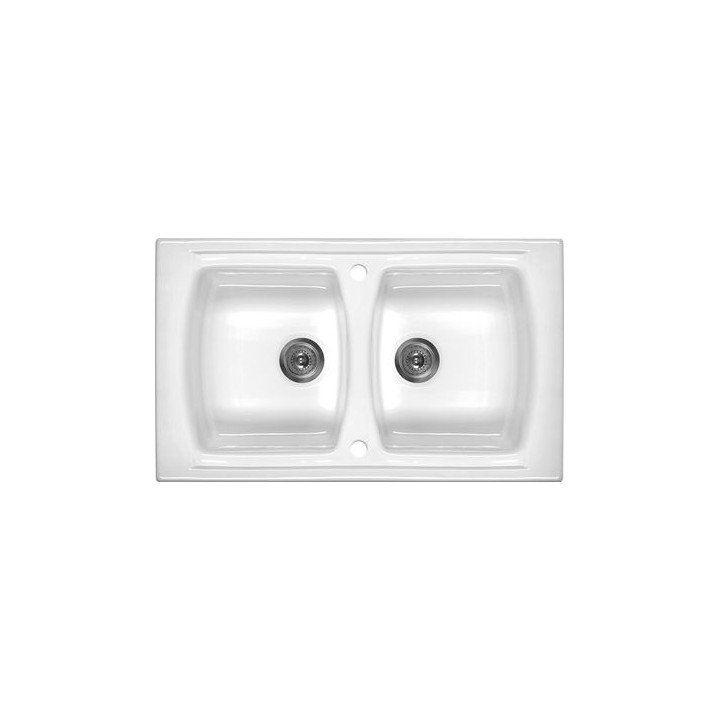 ZLEW. LUSITANO CERAMICZNY BIAŁY 2K B/O 860X500X220, 3,5" + OSP B7ZCL_620N