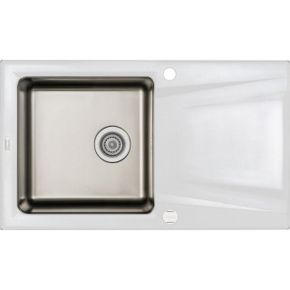 ZLEW. PRIME ALABASTER GRANITO-STAL 860X500X220 3,5" + OSPRZĘT SPACE SAVER B7ZSR_A113