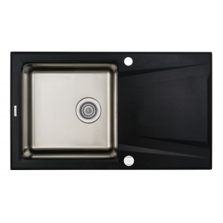 ZLEW. PRIME GRAFIT MATELIK GRANITO-STAL 860X500X220 3,5" + OSPRZĘT SPACE SAVERS B7ZSR_G113