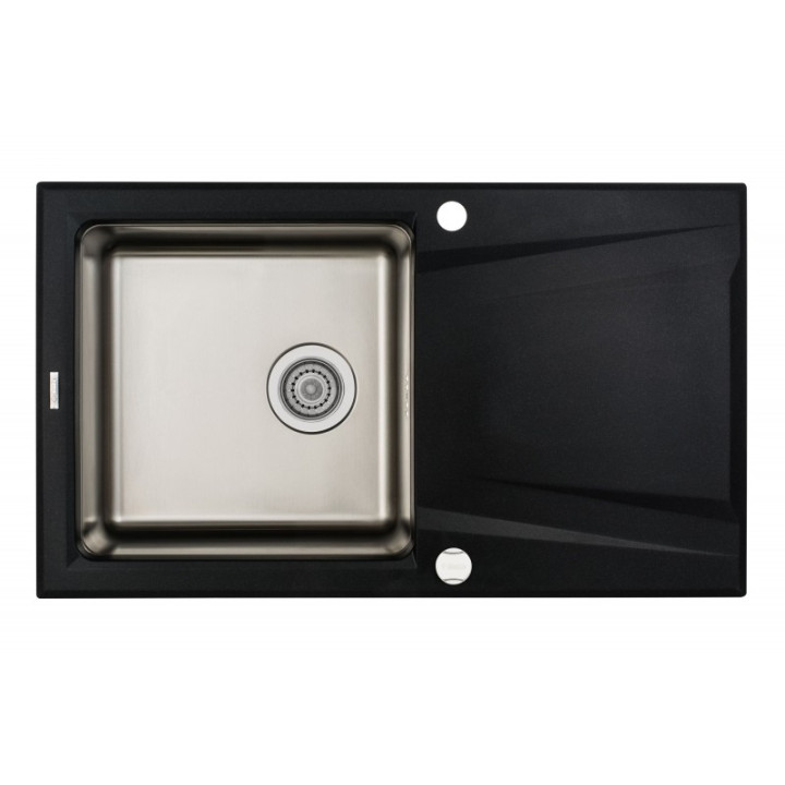 ZLEW. PRIME GRAFIT MATELIK GRANITO-STAL 860X500X220 3,5" + OSPRZĘT SPACE SAVERS B7ZSR_G113