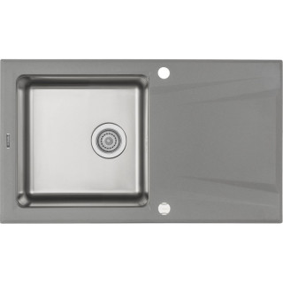 ZLEW. PRIME SZARY METALIK GRANITO-STAL 860X500X220 3,5" + OSPRZĘT SPACE SAVERS B7ZSR_S113
