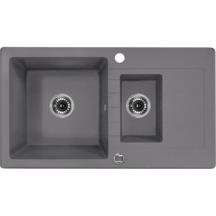 ZLEW. ZORBA SZARY METALIK GRANIT 1,5K Z/O 760X440X150, 3,5" + OSP B7ZQZ_S513