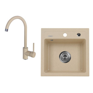 ZLEW. ZORBA PIASKOWY GRANIT 1K B/O 440X440X170, 3,5" + OSP PLUS BATERIA NEMEZJA Z WYLEWKĄ "U"  B7ZQZA7103