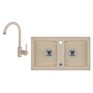 ZLEW. ZORBA PIASKOWY GRANIT 2K B/O 780X435X180, 3,5" + OSP PLUS BATERIA NEMEZJA Z WYLEWKĄ "U"  B7ZQZA7203