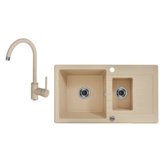 ZLEW. ZORBA PIASKOWY GRANIT 1,5K Z/O 760X440X150, 3,5" + OSP PLUS BATERIA NEMEZJA Z WYLEWKĄ "U"  B7ZQZA7513