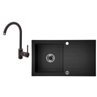 ZLEW. ZORBA GRAFITOWY GRANIT 1K Z/O 760X440X150, 3,5" + OSP PLUS BATERIA NEMEZJA Z WYLEWKĄ "U"  B7ZQZV2113